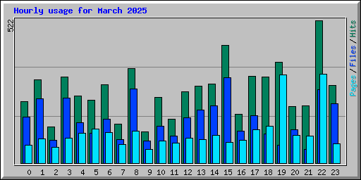 Hourly usage for March 2025